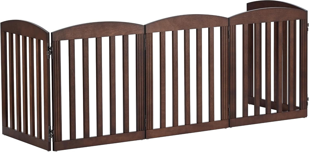 Wooden Freestanding Foldable Dog Gate, 120" Extra Wide 28" Tall