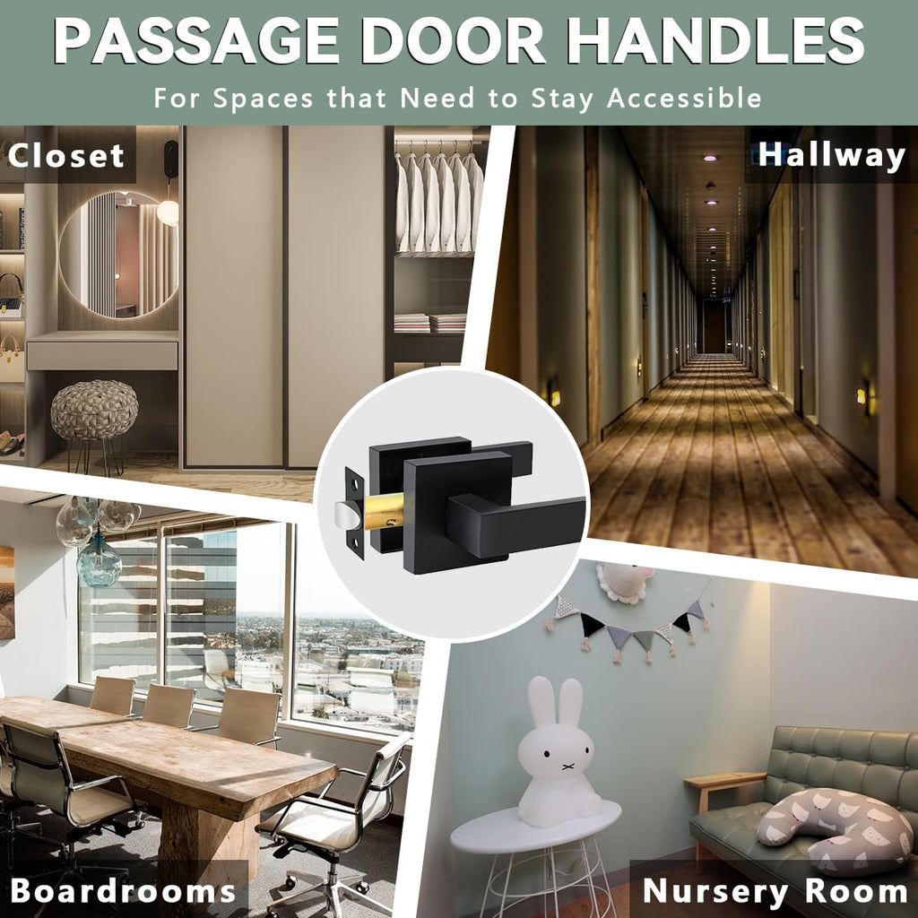 Black Passage Door Levers, 7 Pack Heavy-Duty Interior Handles