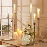 10 Set 3 Arm Candelabra Centerpiece 33.8 Inch Candle Holder Gold Candelabra Metal Floor Pillar Candlesticks for