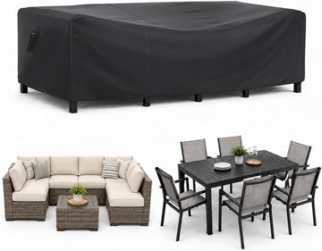 Waterproof Outdoor Patio Furniture Covers 108"L×82"W×28"H Black | Rain, Dust & UV Protection; Heavy-duty Oxford