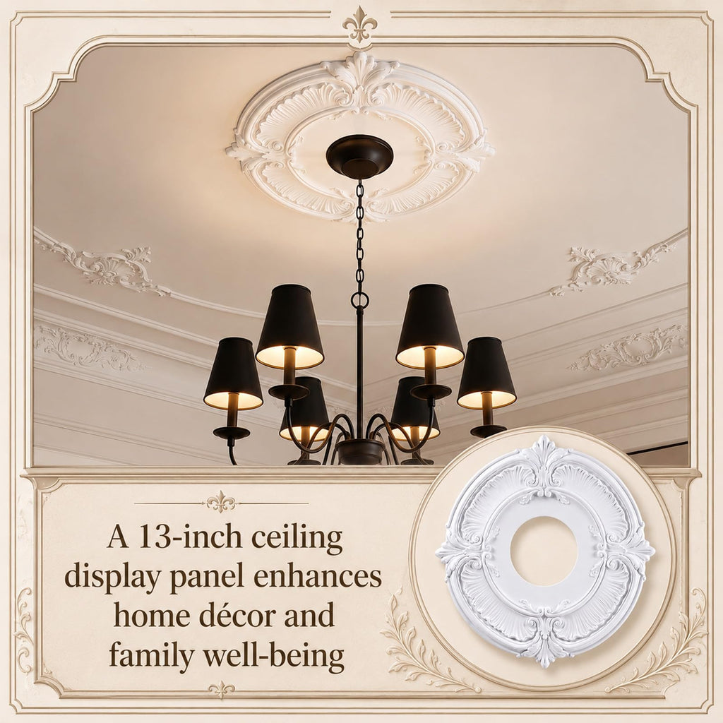2 Pcs PU Ceiling Medallion Decorative Round Home Lighting