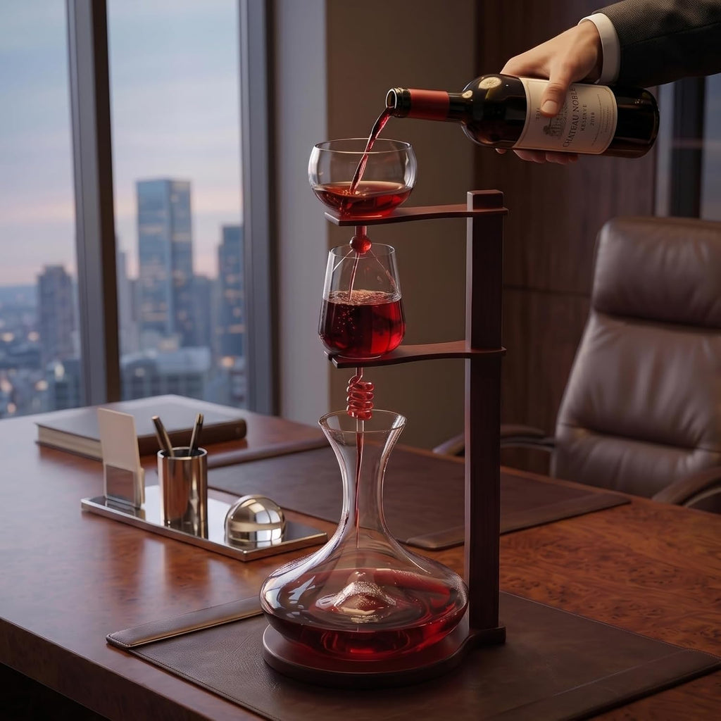 Wine Tower Decanting & Aerator Set by - Unique Wine Decanter - 3 Aerating Parts - Upper, Middle & Lower Aerators - Set of 3