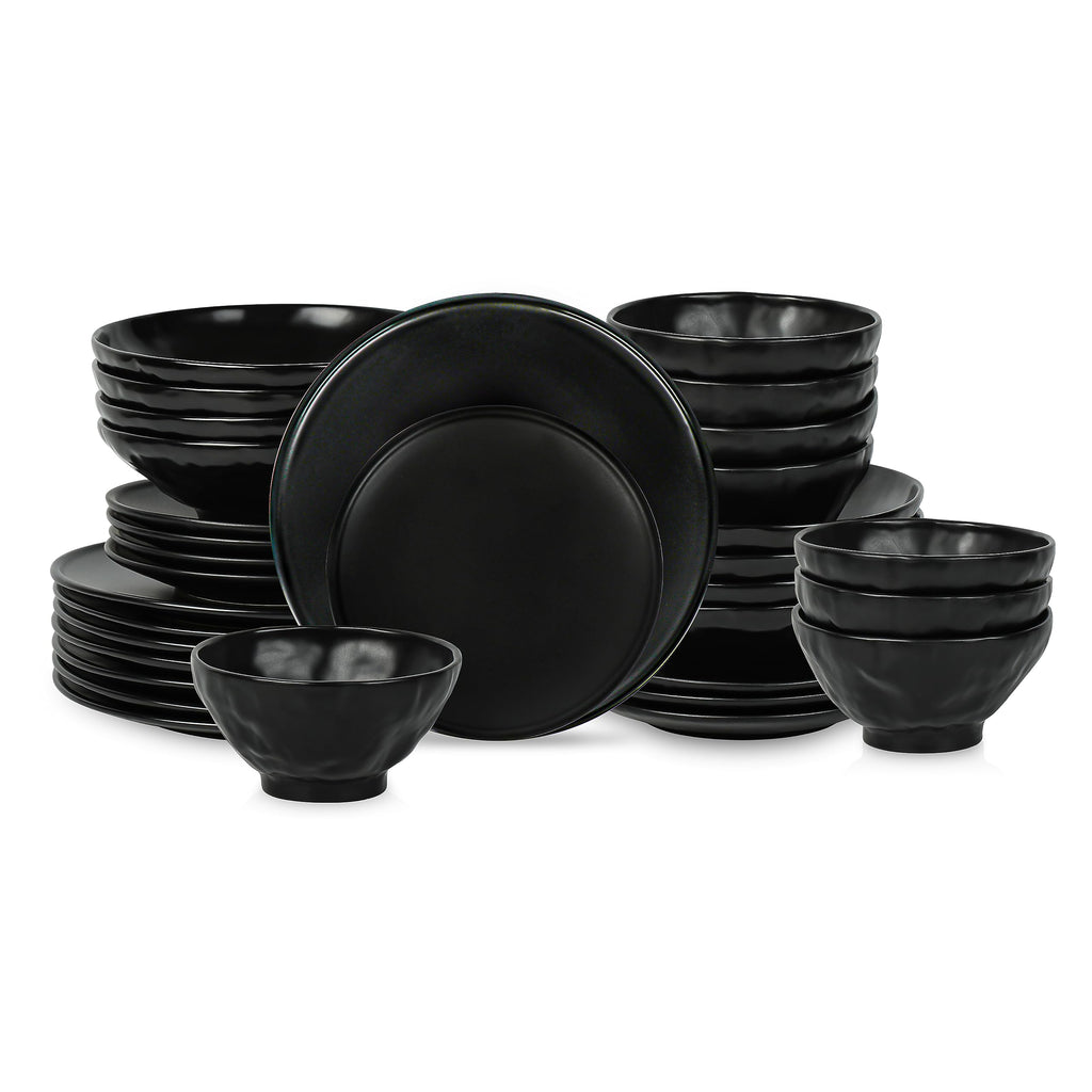 32-Piece Dinnerware Set Stoneware, Black