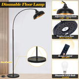 Arch Floor Lamps with Remote - Dimmable Floor Lamp 70”, Black Tall Lamp with 360° Adjustable Hanging Metal Shade