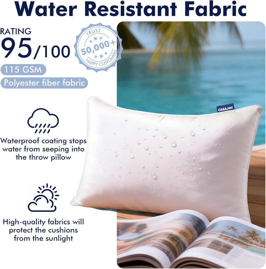 Outdoor Pillows 12x20 Water Resistant Lumbar Pillow Insert - Set of 2