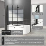 Bathtub Shower Door, Semi-Frameless Bypass 48" W x 55" H Foldable Hinged Bathtub Glass Door 1/4" Tempered Glass