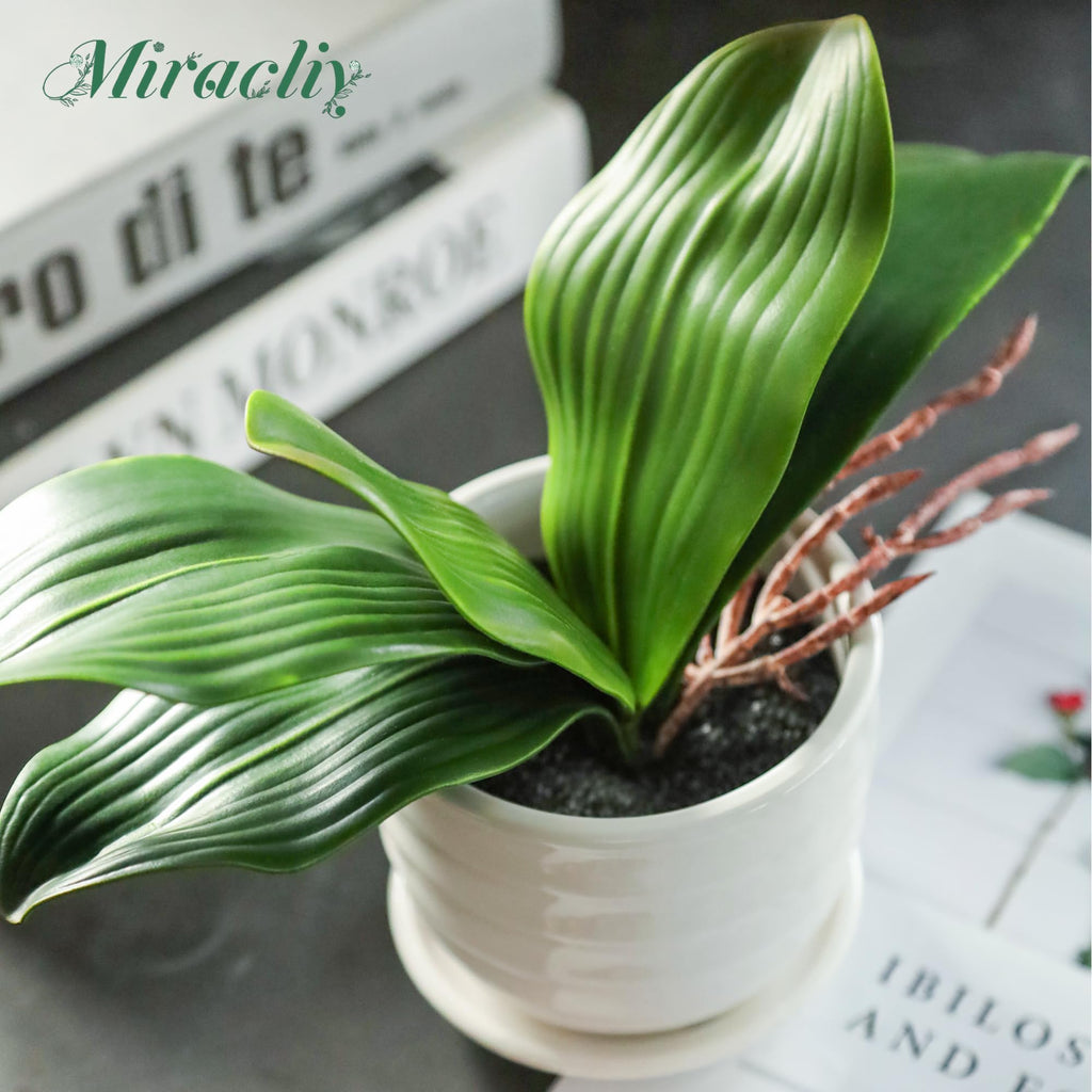 6Pcs Fake Orchid Leaves Only, Greenery Stems for DIY Arrangements