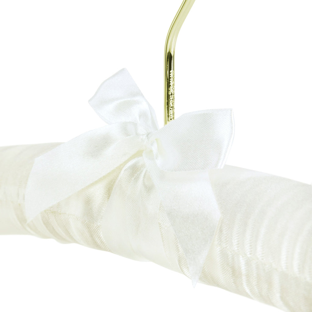 Pack of 10 Gorgeous Pale Ivory Satin Padded Clothes Hangers-43cm (17"), Wood, Universal