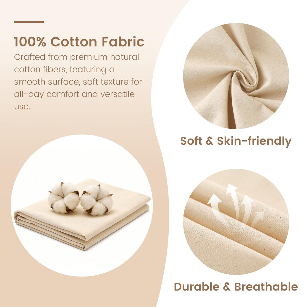 100% Cotton Fabric by the Yard, 63" x 5 Yard Unbleached Muslin Fabric