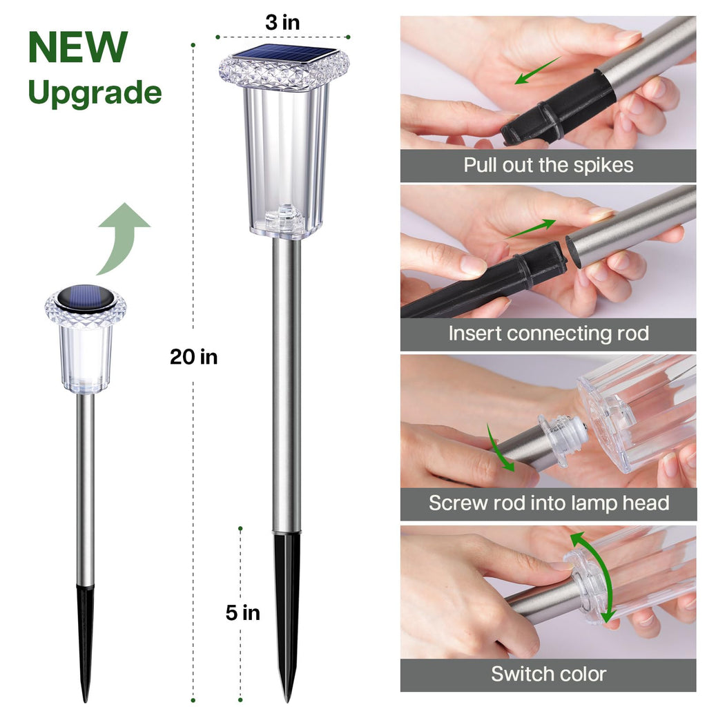 10 Color Solar Lights Outdoor Waterproof LED Pathway Lights 8 Pack