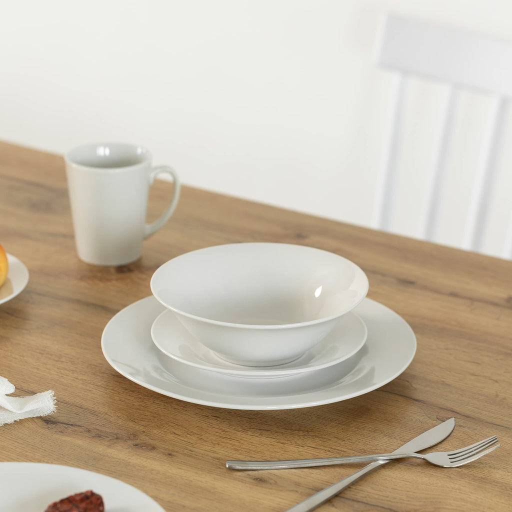 Rimmed Dinnerware Set | Mugs, Salad and Dinner Plates and Bowls Sets, Dishes with Highly Chip and Crack Resistant