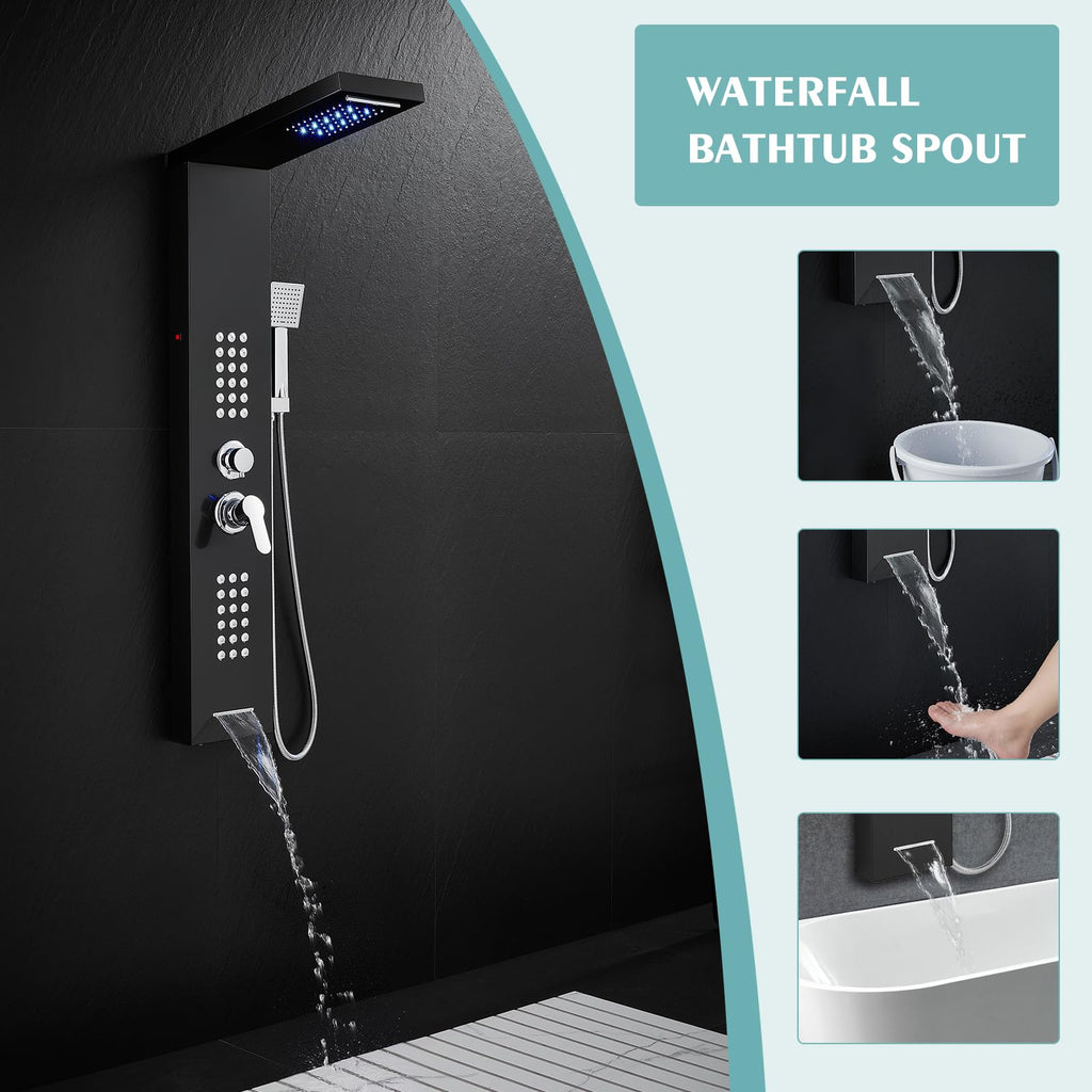 Rainfall LED Shower Panel - 5 in 1 Full Body Shower Tower System