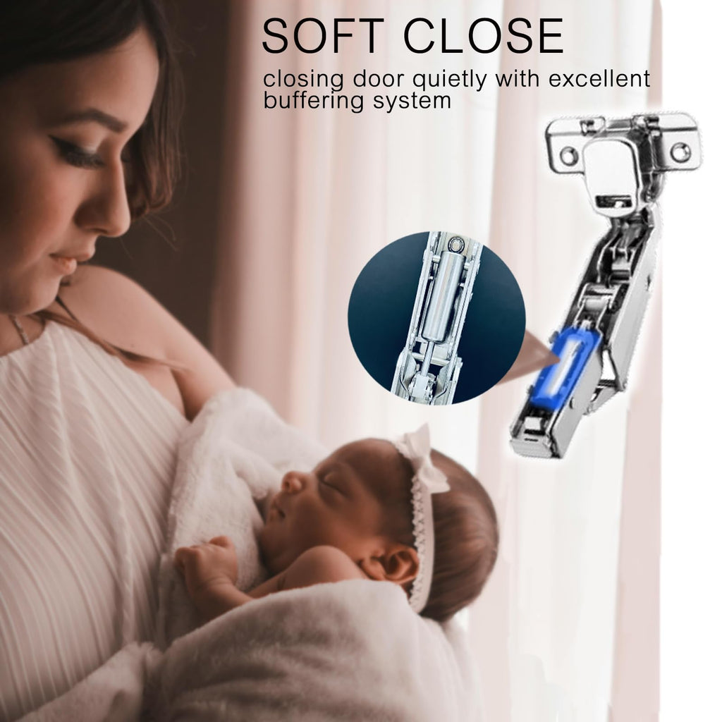 165 Degree Soft Close Inset Frameless Hinges 10 Pack, Cabinets Door Brushed Nickel Flush Mount Clip-on Hinge
