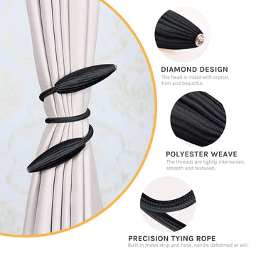 DIY Curtain Tiebacks Clips Crystal Decorative Creative Twist Drape Tie Backs European Style Random Modelling - 4 Pack