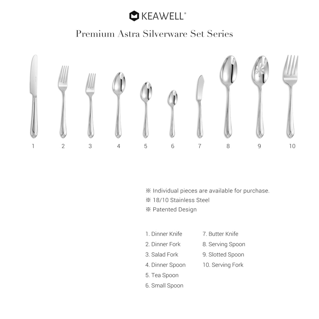 Premium Astra 20/45/65-Piece Silverware Set (20, Silver)