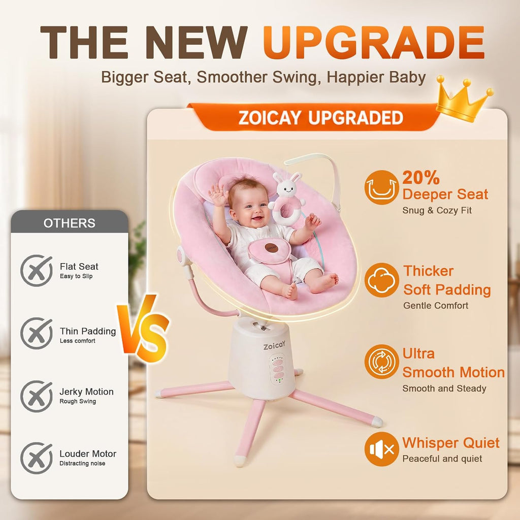 Swing for Infants, Electric Infant Swing with Bluetooth Music, Pink
