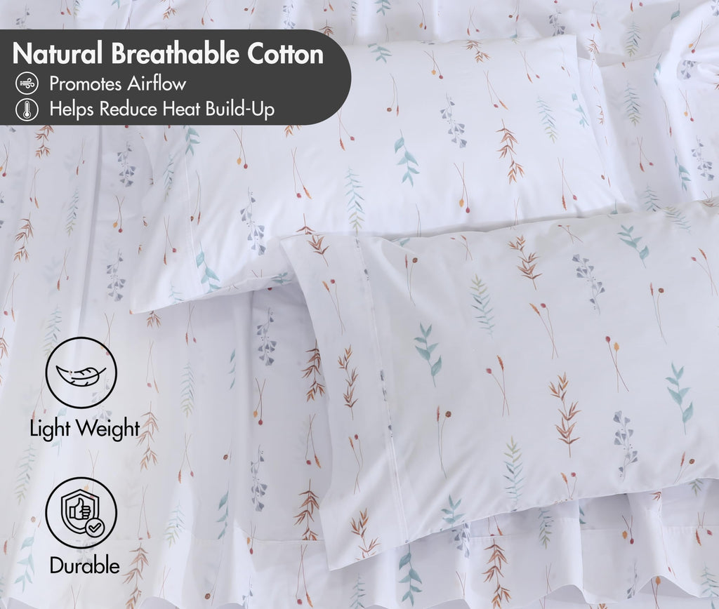 100% Cotton Queen Sheets, Percale Weave, Fairy Meadows