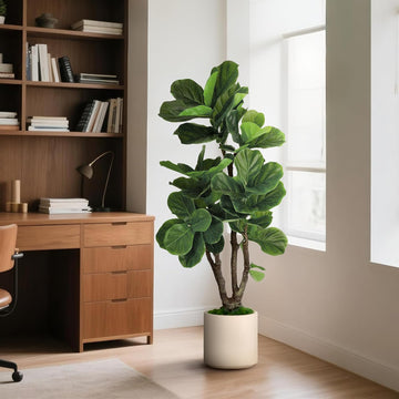 Fiddle Leaf Fig Tree Artificial 4.5FT - 54 Inch Tall Fake Plant Indoor Faux Tree with Bendable Branches & Realistic