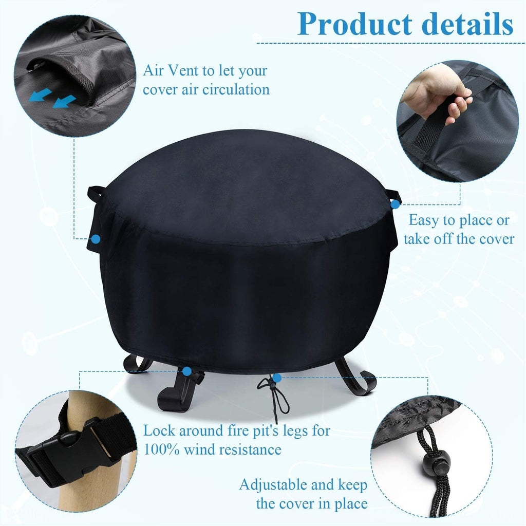 34-36 inch Fire Pit Cover Round for Outdoor Fire Bowl-36"D x 24"H