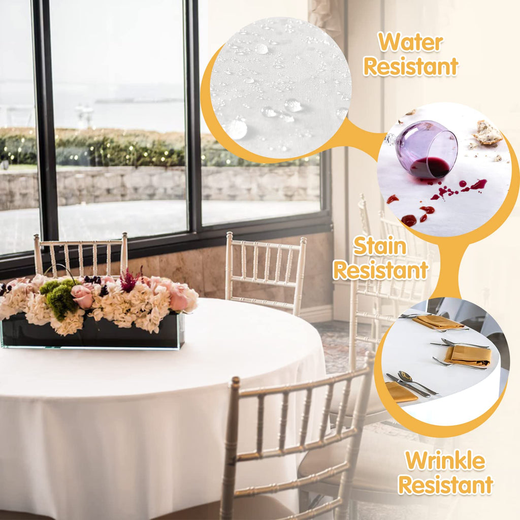 6 Pack White Round Tablecloths 120 Inch for 60" Tables