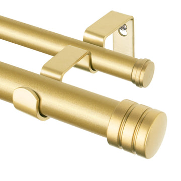 1 Inch Double Curtain Rods for Windows, 72 to 144 Inch, Gold