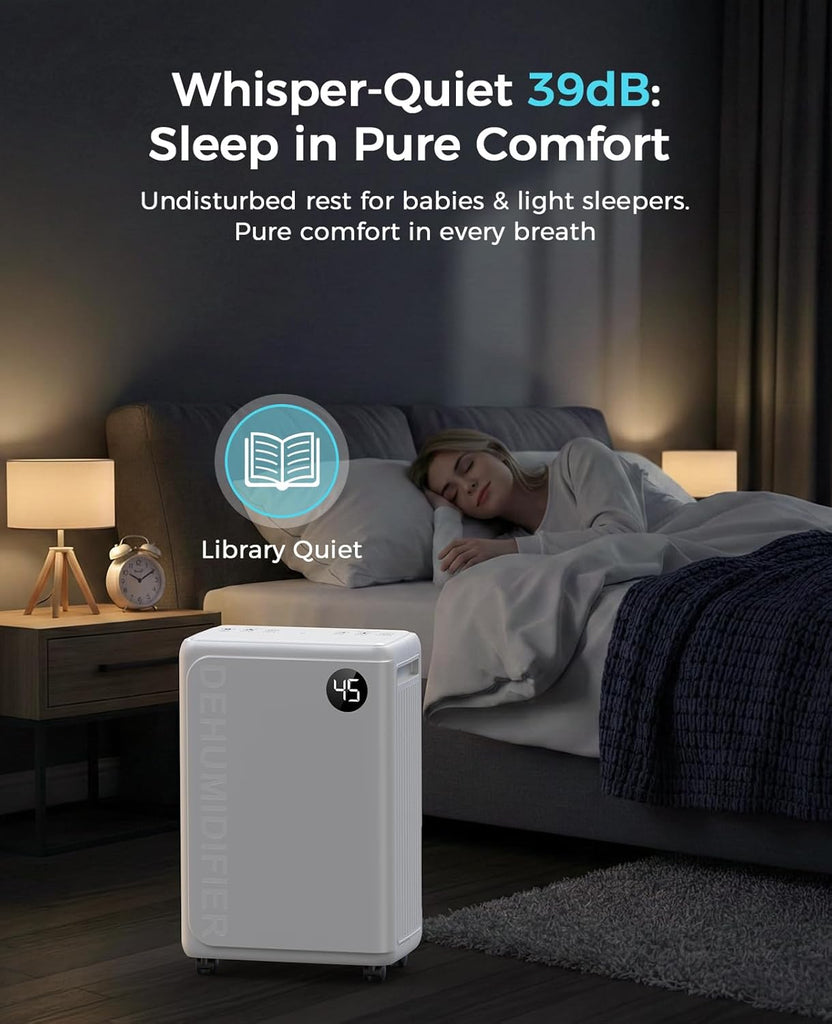 32 Pint Dehumidifier for Basement, 2500 sq.ft Dehumidifiers for Home with Drain Hose, 3 Modes, Auto Defrost, 24H Timer