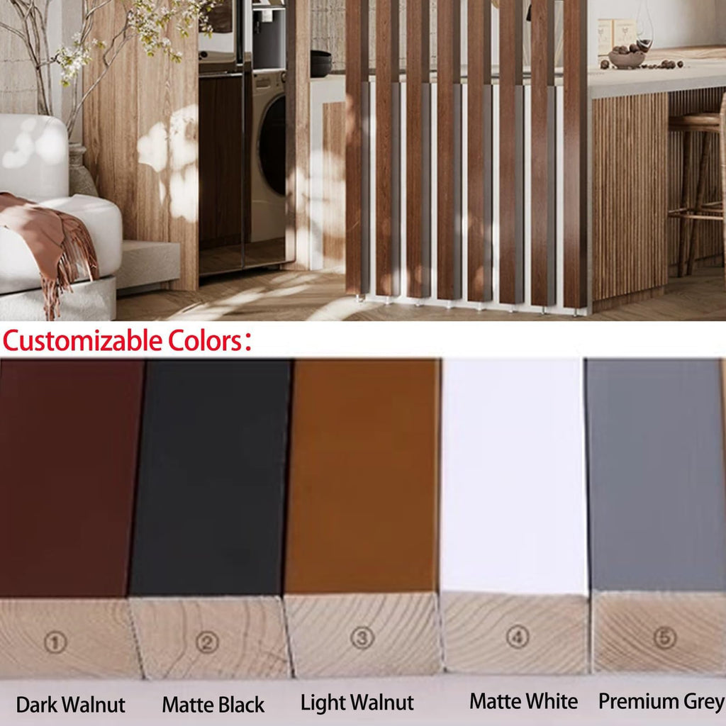 5-Pack No-Drill Wooden Room Divider, 2.3-9.8FT Adjustable, Multi-Color