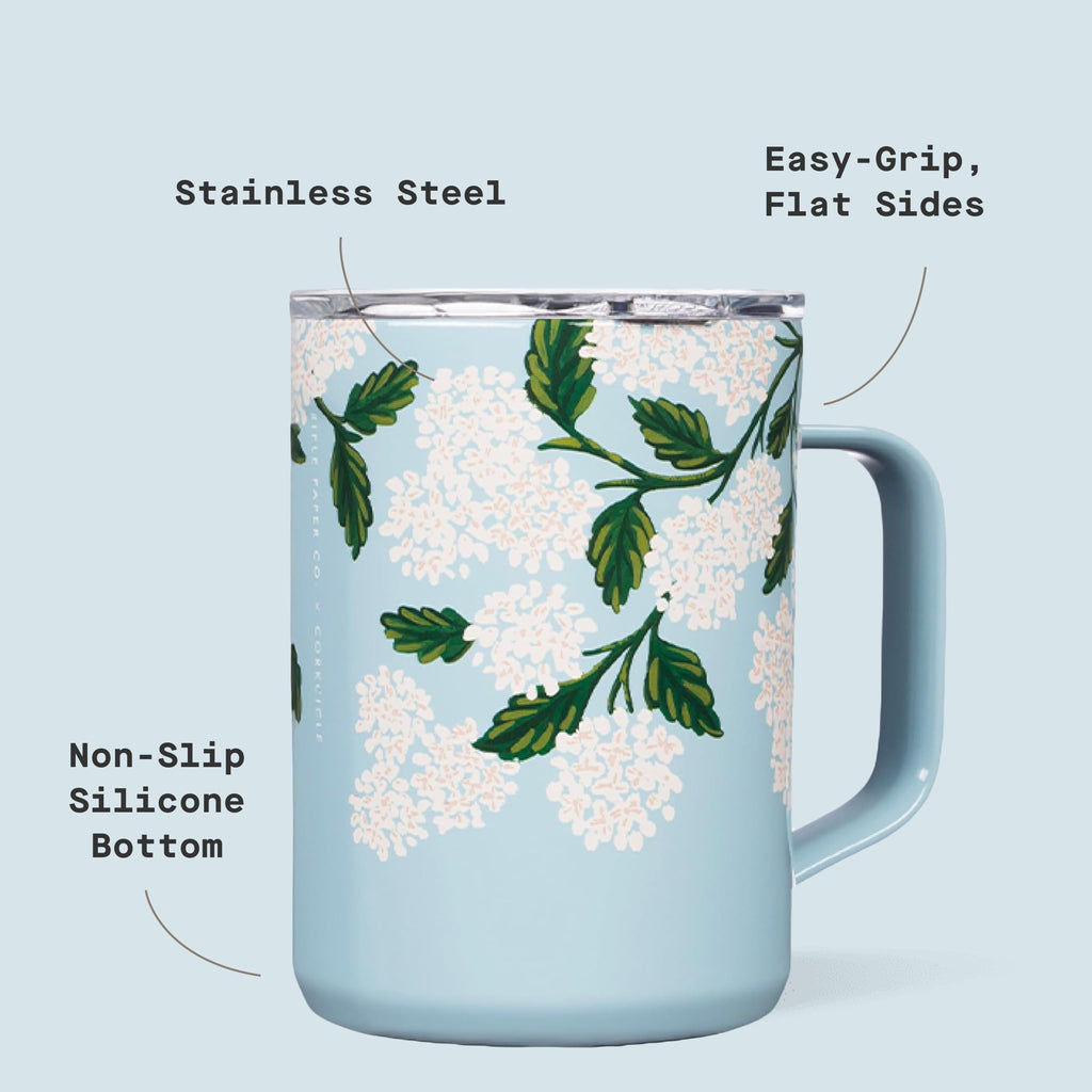 X Rifle Paper Co. Triple Insulated Coffee Mug with Lid & Handle - Keeps Beverages Hot for 3+ Hours - Gift for Mom