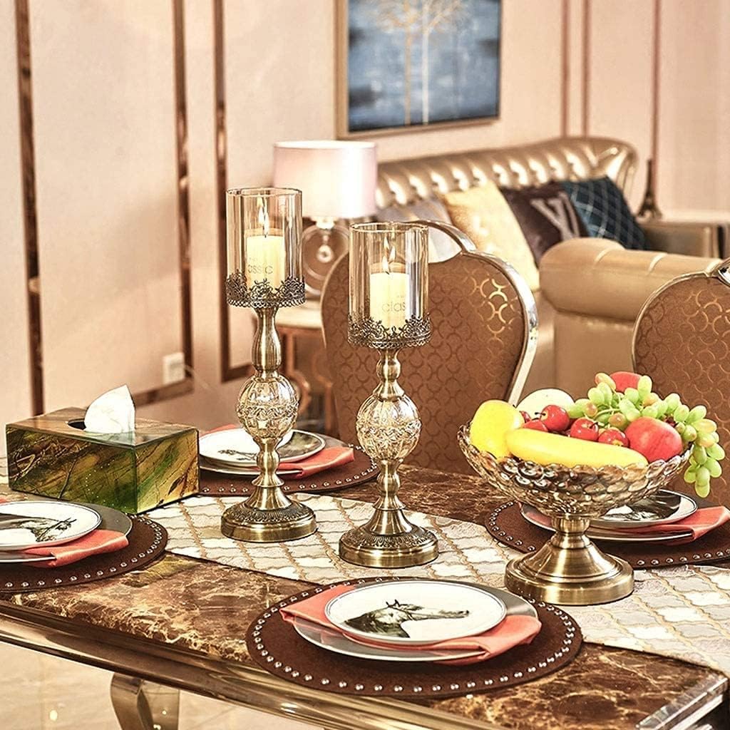 European Metal Candlestick Glass Candle Holder Romantic Candlelight Dinner Luxury Candle Stand Home Table Decoration