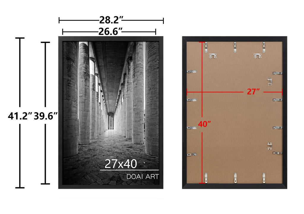 27x40 Poster Frame Black 2 Pack, Poster Frames 27 x 40 inches or 27x40 Picture Frames with HD Plexiglass for