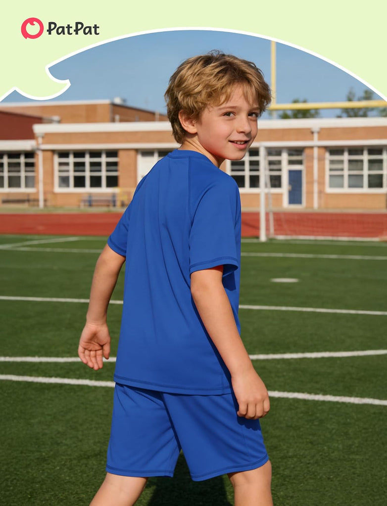 Boys Athletic Short Set Crew Neck 2 Piece Active Sports Outfit