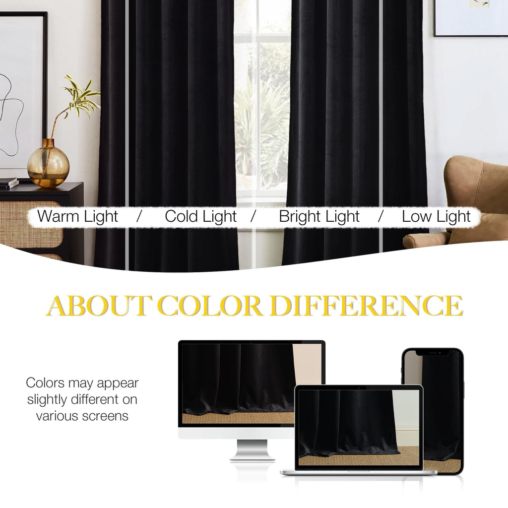 Extra Long Black Out Velvet Curtains 144 inches Long