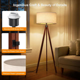 Wood Tripod Floor Lamp, Mid Century Standing Lamp, Modern Design Studying Light Room and Office