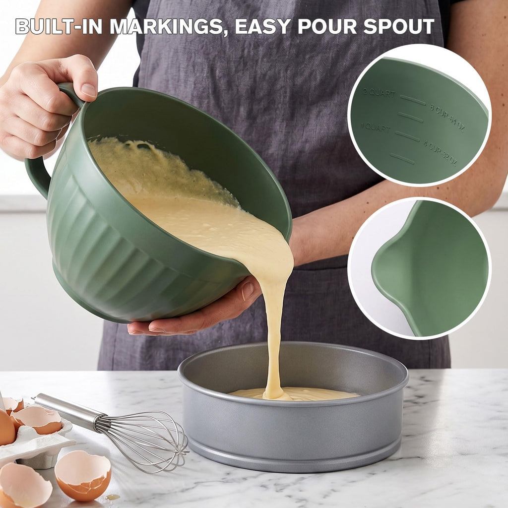 Mixing Bowls with Pour Spout Set of 3 (Gradient Green)