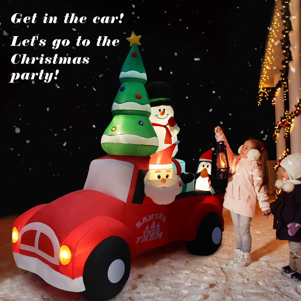 Christmas Inflatables, 8FT Light Up Red Truck Christmas Decor