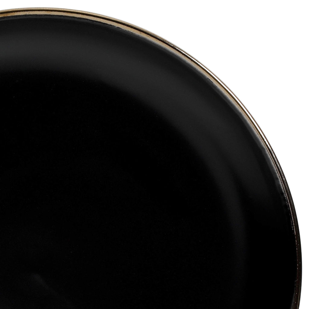 Rockaway 16-Piece Round Stoneware Dinnerware Set, Service for 4 - Black with Gold Rim Plates and Bowls