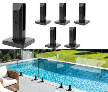 6 Pack Heavy-Duty Glass Railing Spigots 304 Stainless Steel Black