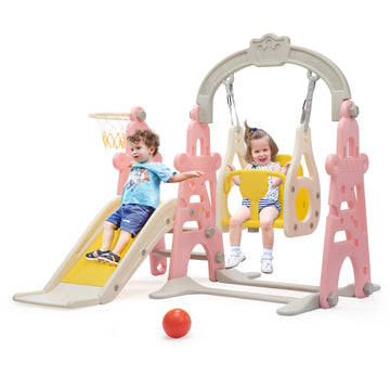 4-in-1 Toddler Slide & Swing Set for Toddlers Age 1-3