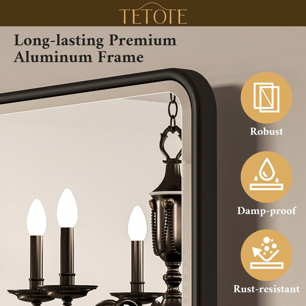 Pivot Mirror 16 x 20 Matte Black Tilt Beveled Rectangle Metal Framed Pivoting Bathroom Vanity Mirror, Modern