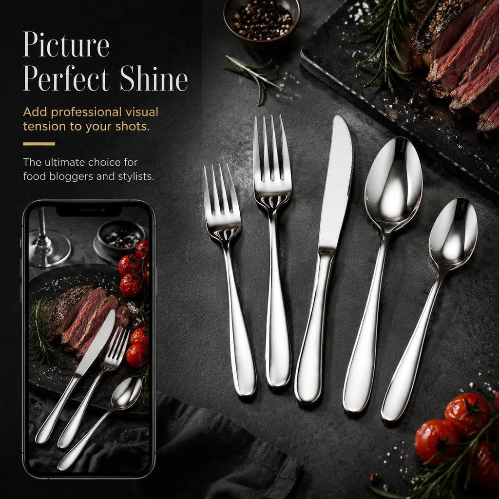 Silverware Set for 12, 60-Piece Stainless Steel Flatware, Heavy Duty