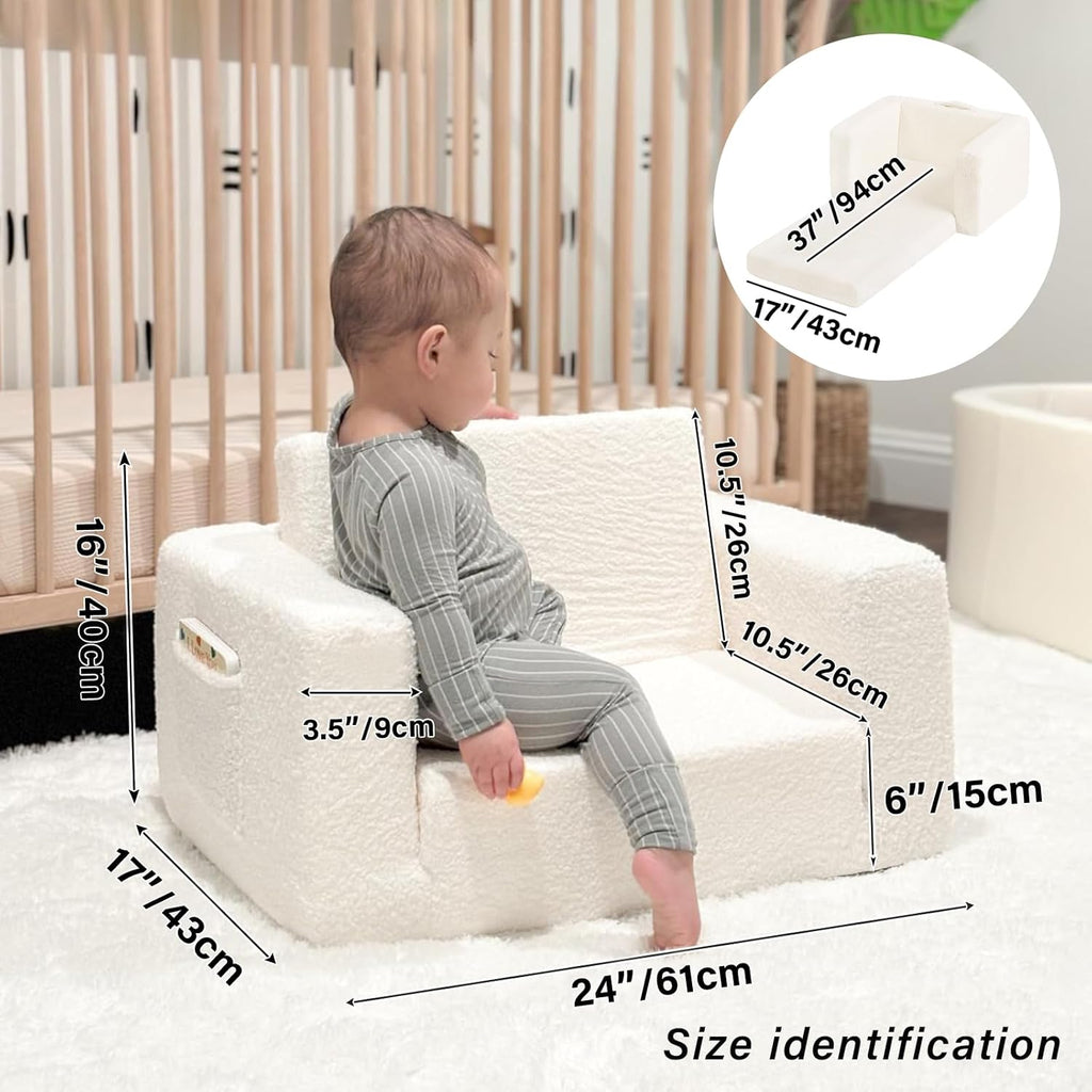 In-1 Kids Sofa, Convertible Children Couch to Lounger, Flip Out Kids Chair, Toddler Armrest Chair Bed, Folding Kid