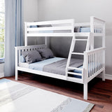 Bunk Bed Twin Over Full with Ladder, Solid Wood Platform Bed Frame with Ladder for Kids, 14" Safety Guardrails