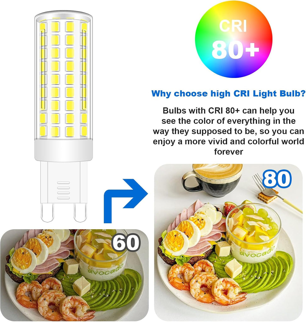 G9 T4 Dimmable LED Bulb 7W 120V Cool White 6000K 5-Pack