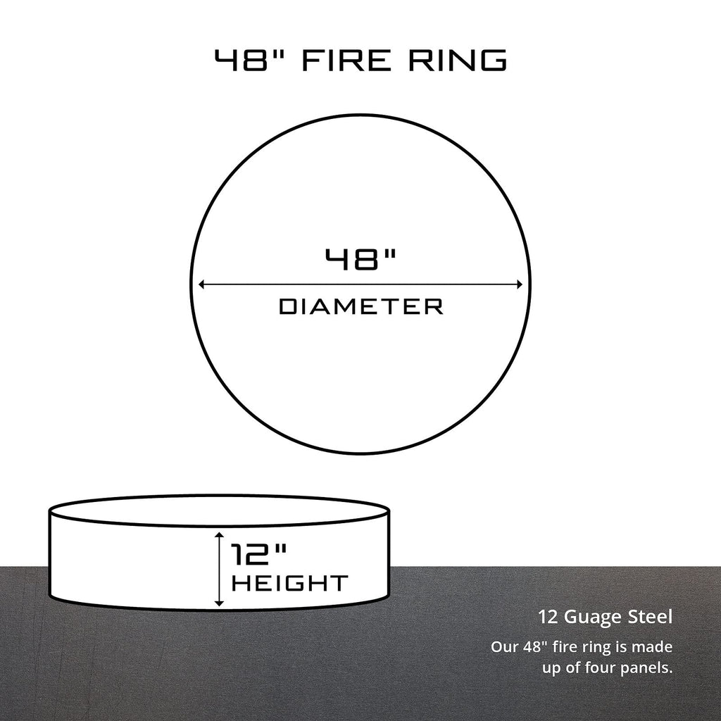Mans Best Friend Unpainted 12 in. Tall 48 in. Diameter Outdoor Fire Ring with Fire Poker - 48 x 48 x 12