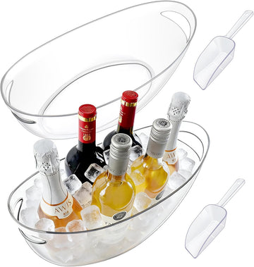 7.5L Ice Buckets for Parties, 2-Pack Clear Beverage Tub, Champagne Bucket - Set of 2