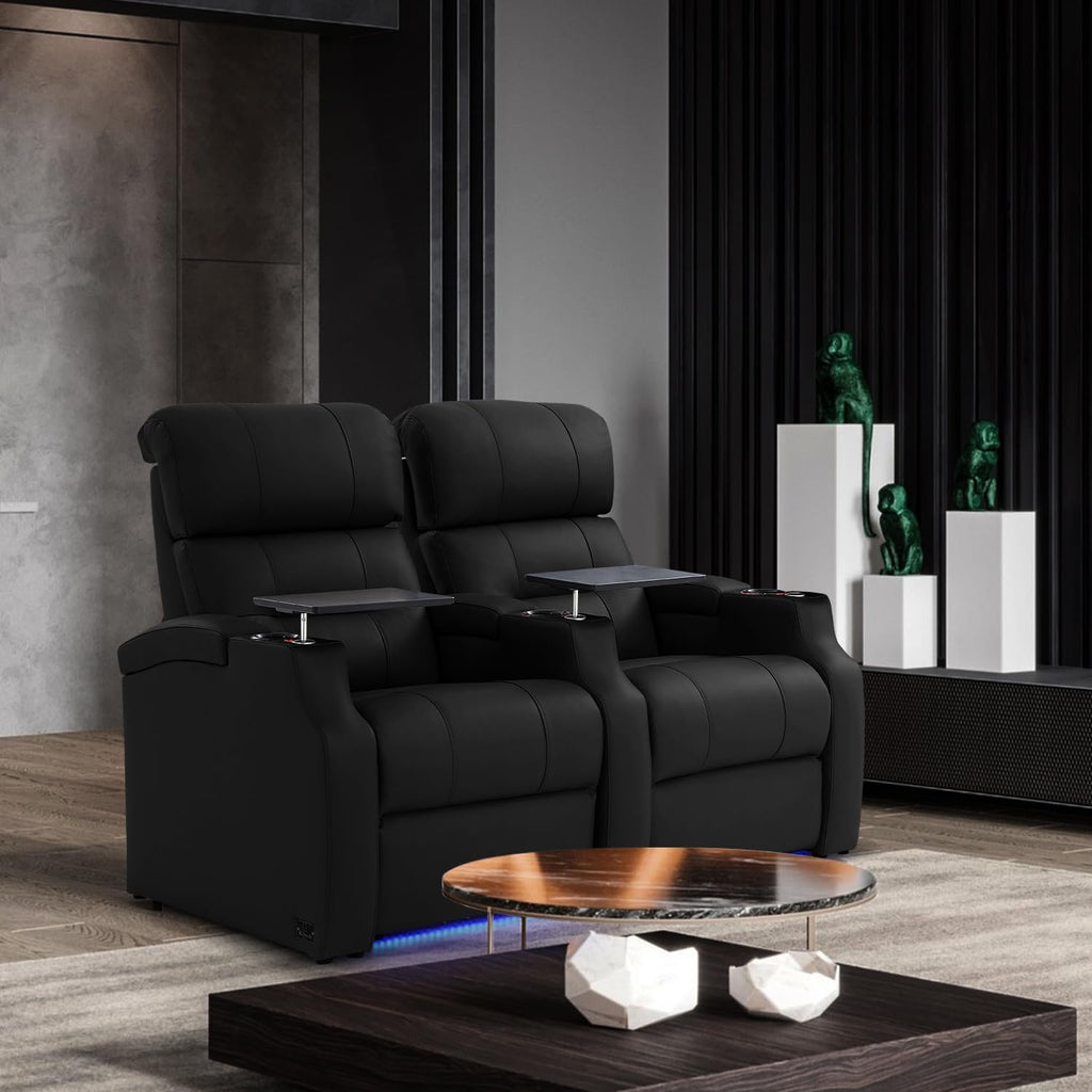 Home Theater Seating, Top Grain Leather Sectional Seats Recliner Chair