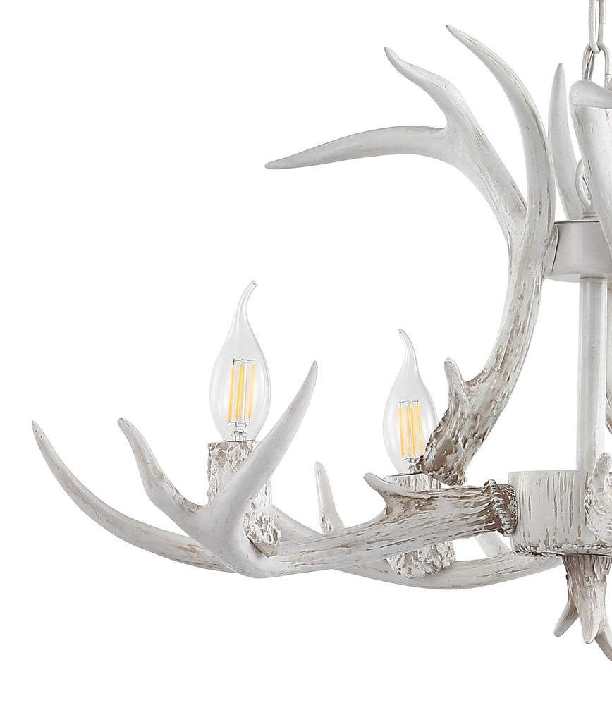 Eldora 4-Light Resin Antler Chandelier 26", Antique White