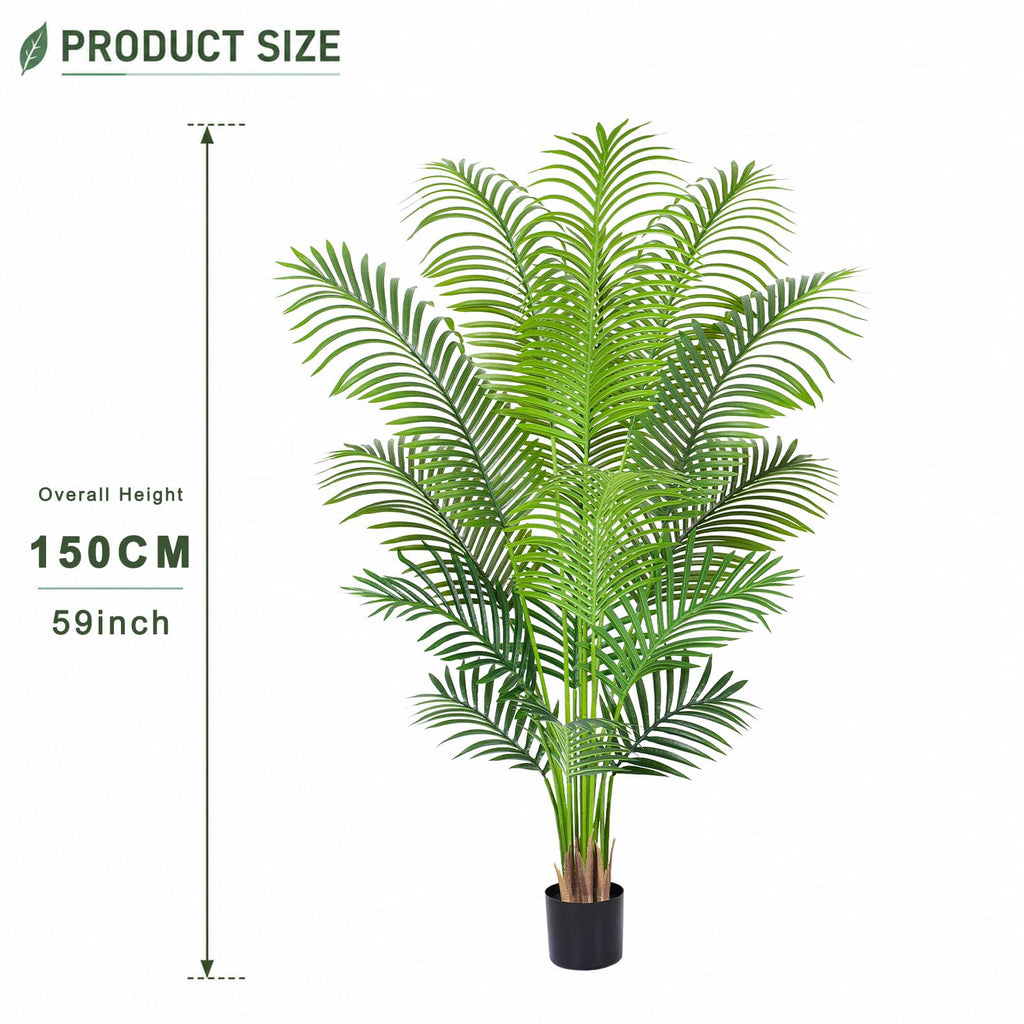 5.2ft Artificial Palm Tree Indoor Plant Tall Fake Tropical Paradise Palm Tree in Pot with Real Bark Design Faux Areca