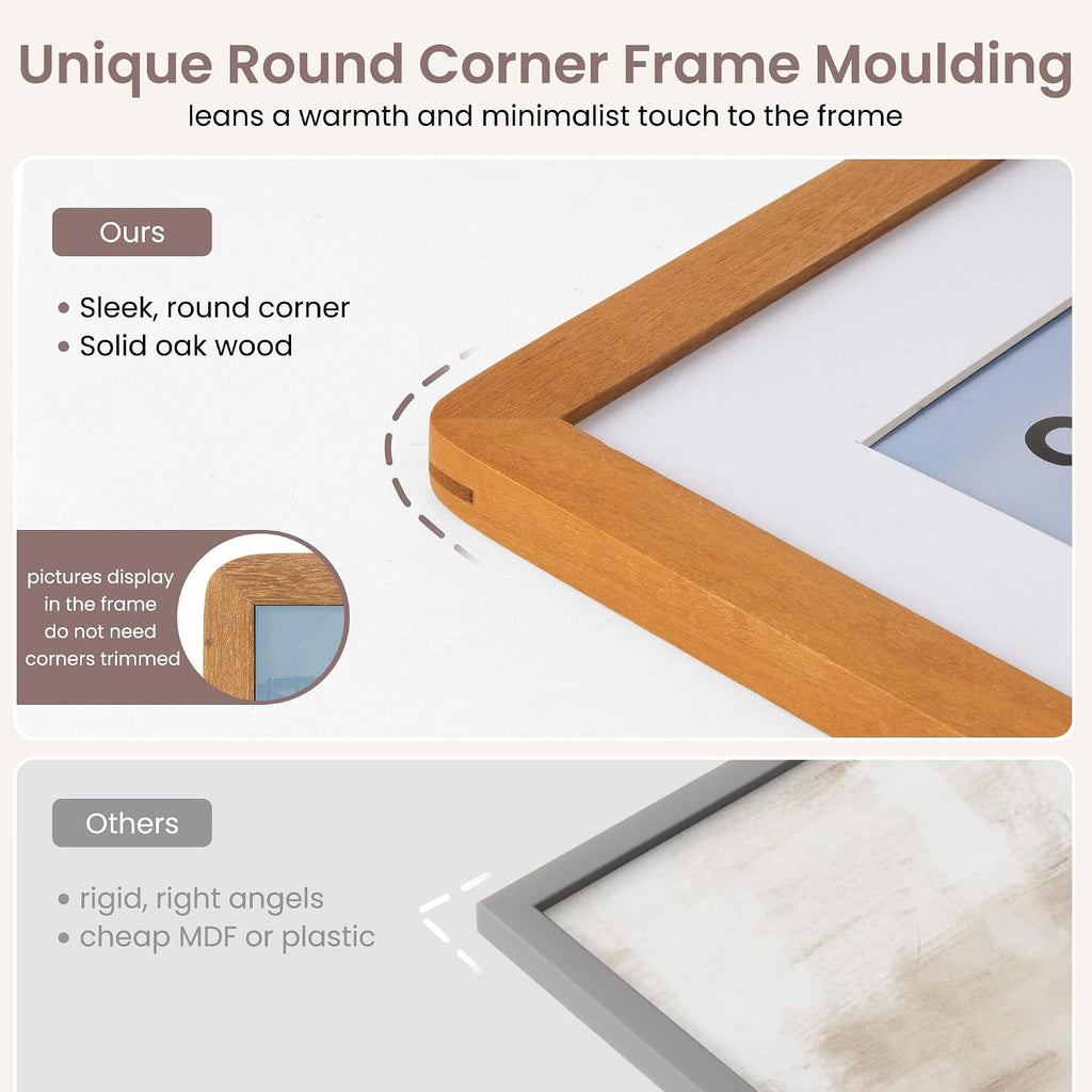 24x36 Poster Frame - Solid Teak Wood 24 x 36 Picture Frame, 24''x36'' Frame With Mat For 20x30, Tempered Glass and