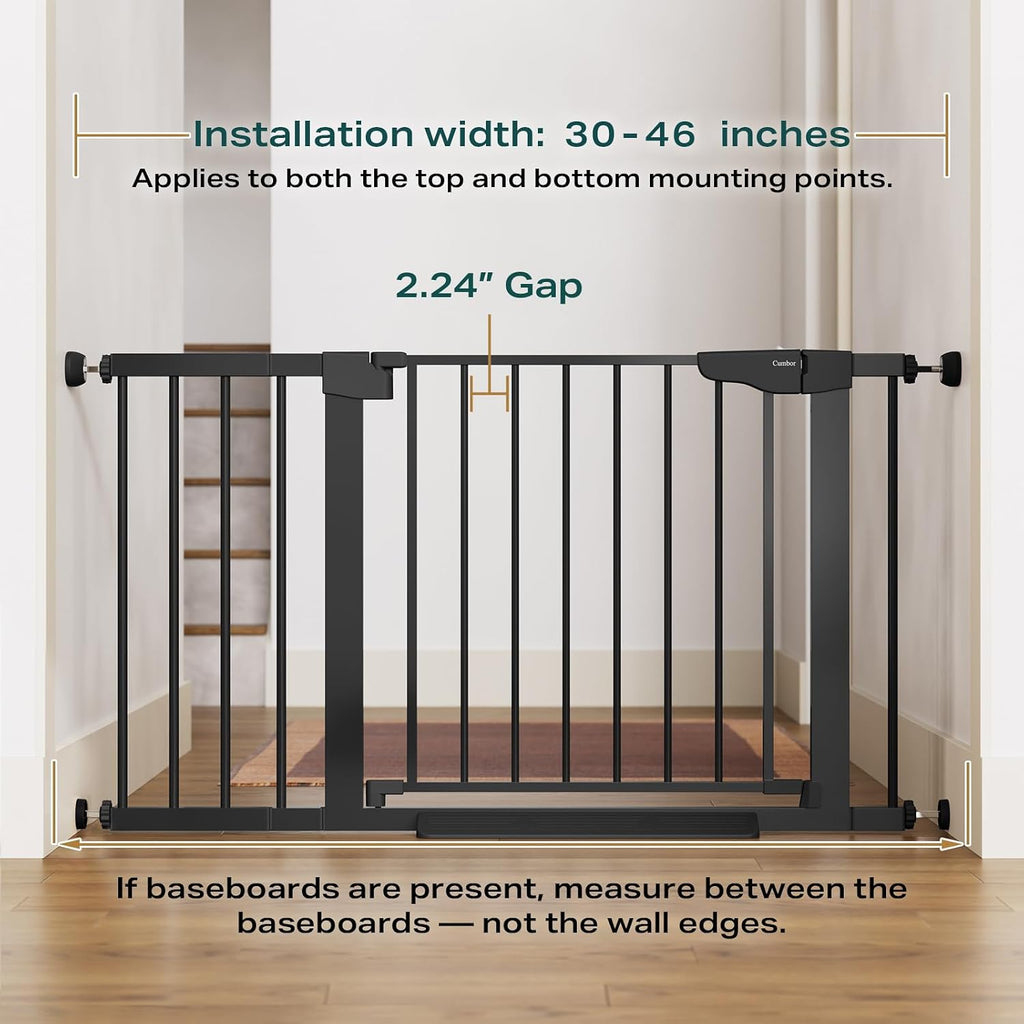 30-46" Baby Gate for Stairs, Auto Close Dog Gate for the House Black